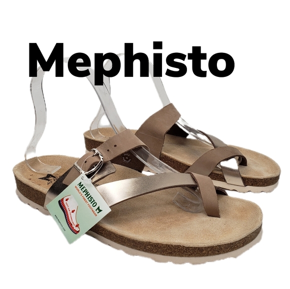 Mephisto Shoes - Mephisto Nadia Taupe-Platinum Nubuck-Leather Air Relax Suede Insole Sandels Sz 9